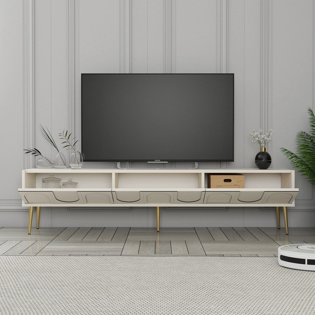 Marnate, Mobile Porta tv 3 Ante, 180x35x43h cm Bianco Crema
