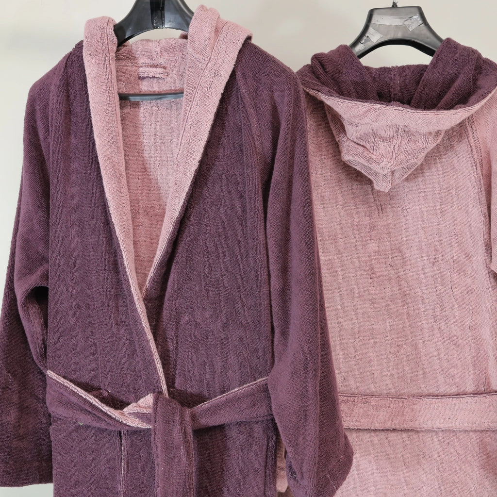 Sekate, Accappatoio 100% Cotone con Cappuccio Reversibile, Rosa