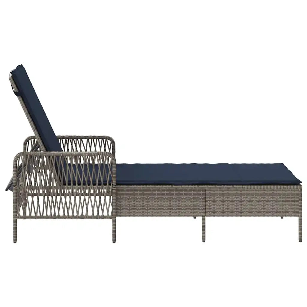 Lettino da Lettino sole | Sdraio da giardino | Lettino da sole Grigio e Blu Navy 200 x 55 x 92 cm polyrattan
