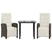 Set Bistr¨° 3 pz | Set Salotto da Giardino con Cuscini Marrone in Polyrattan