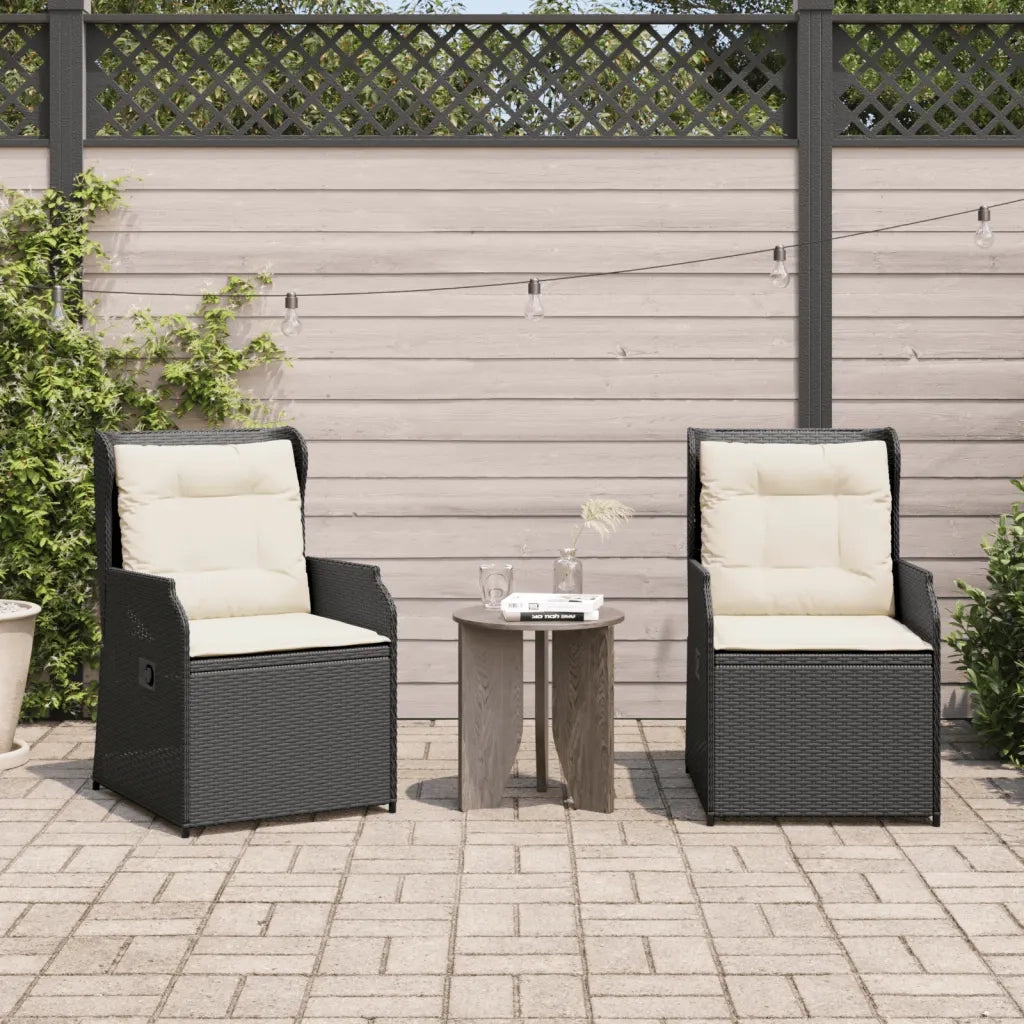 vidaXL Sedie Reclinabili da Giardino 2 pz con Cuscini Nero Polyrattan