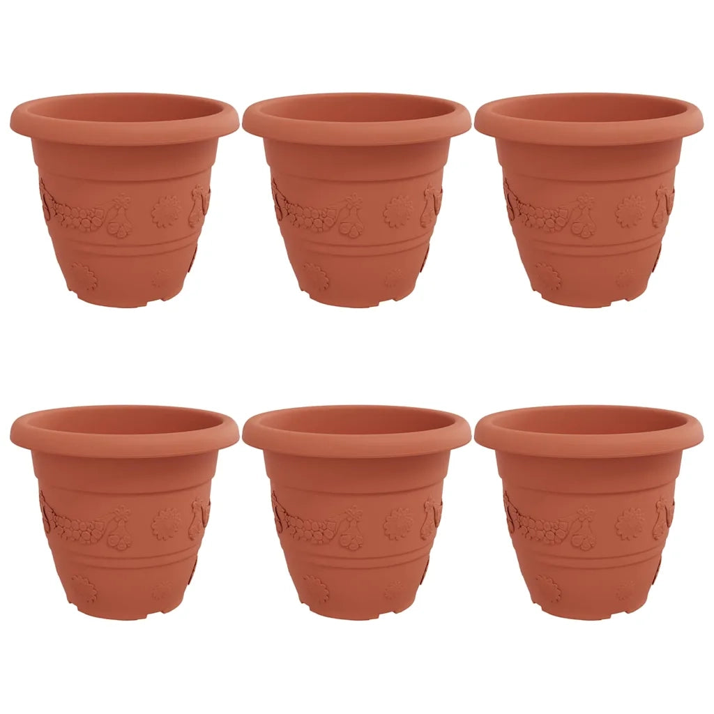 Vaso Rotondo per Fiori 6 pcs Rosso Mattone Ø 39 x 32 cm