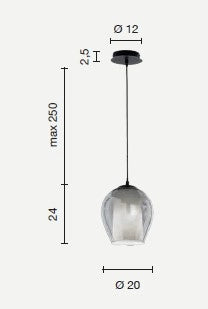 SOSPENSIONE BONNIE 1 VETRO VERDE 1 LUCE ATTACCO E27 D.20CM H.24CM