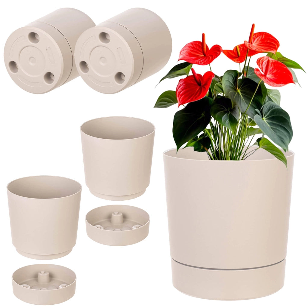 KADAX Vaso da fiori con coprivaso e sottovaso, rotondo, 14,5 cm, set da 2