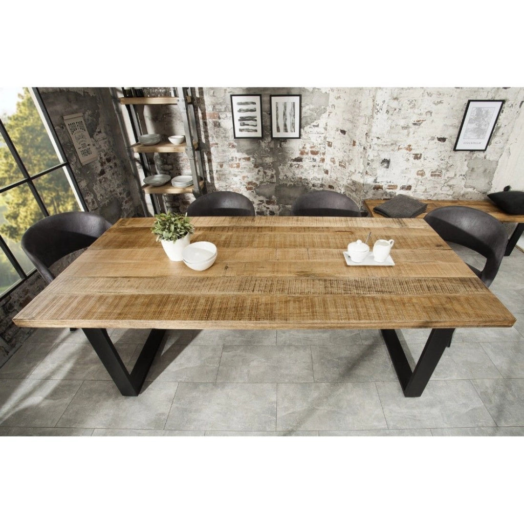 Table LODEN 180 cm – Piano in legno massiccio di mango e gambe in metallo nero