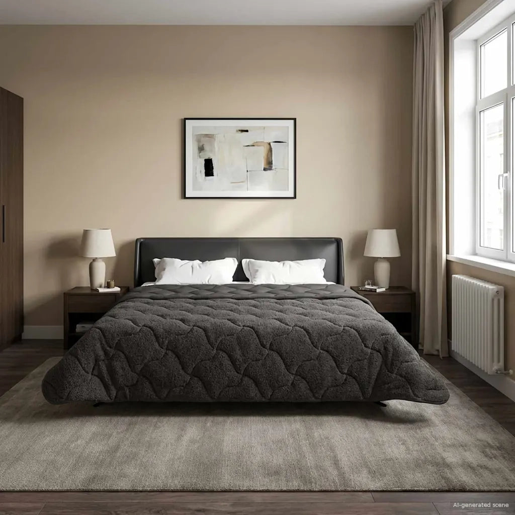 Duvet Estivo Antracite 220 x 240 cm Microfibra e Fleece Teddy 42026166