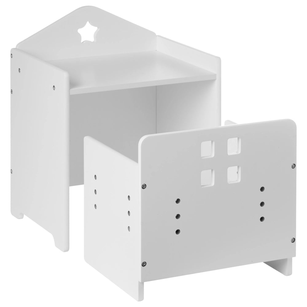 Set di tavolo e sedia con gambe in MDF bianco e legno di pino con piano in lavagna Montessori per camera dei bambini in stile scandinavo