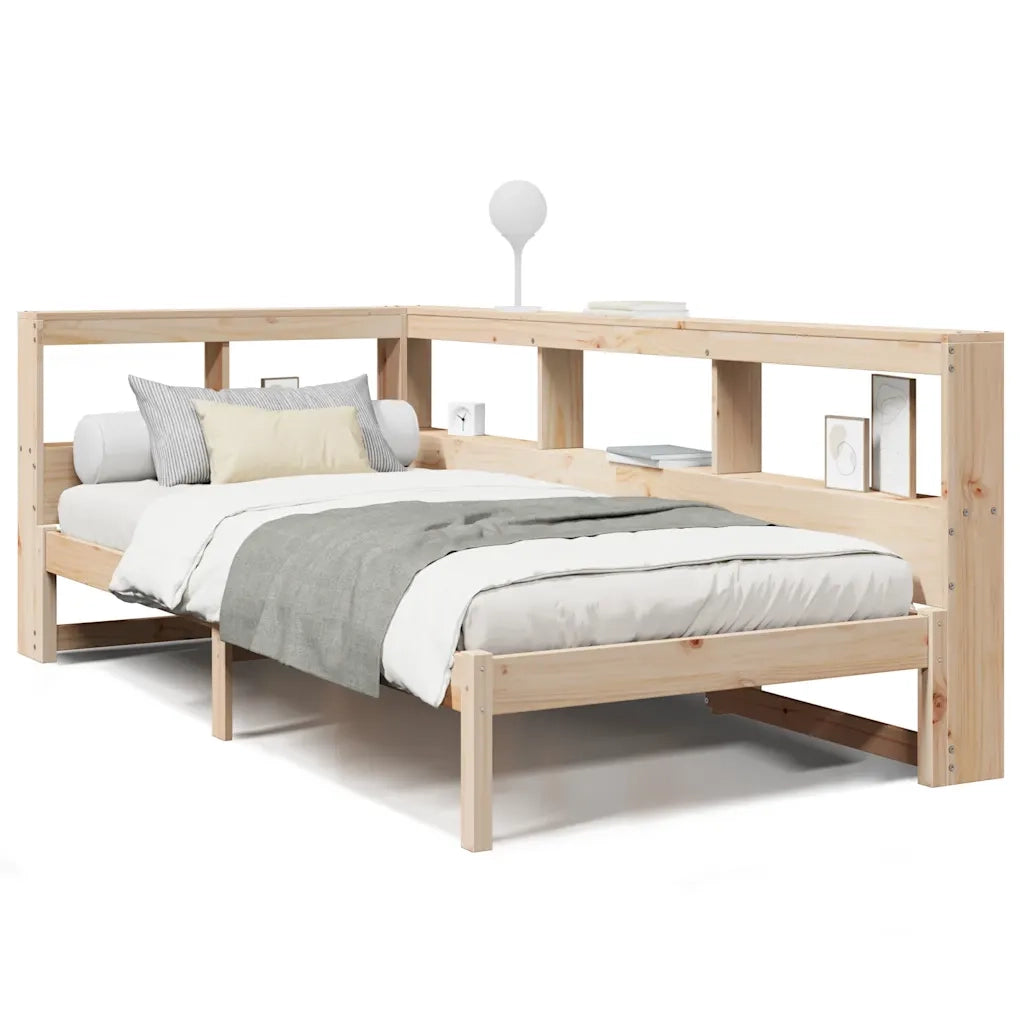 Letto Libreria senza Materasso-Struttura Letto con contenitore 90x190 cm Legno Massello Pino 236554