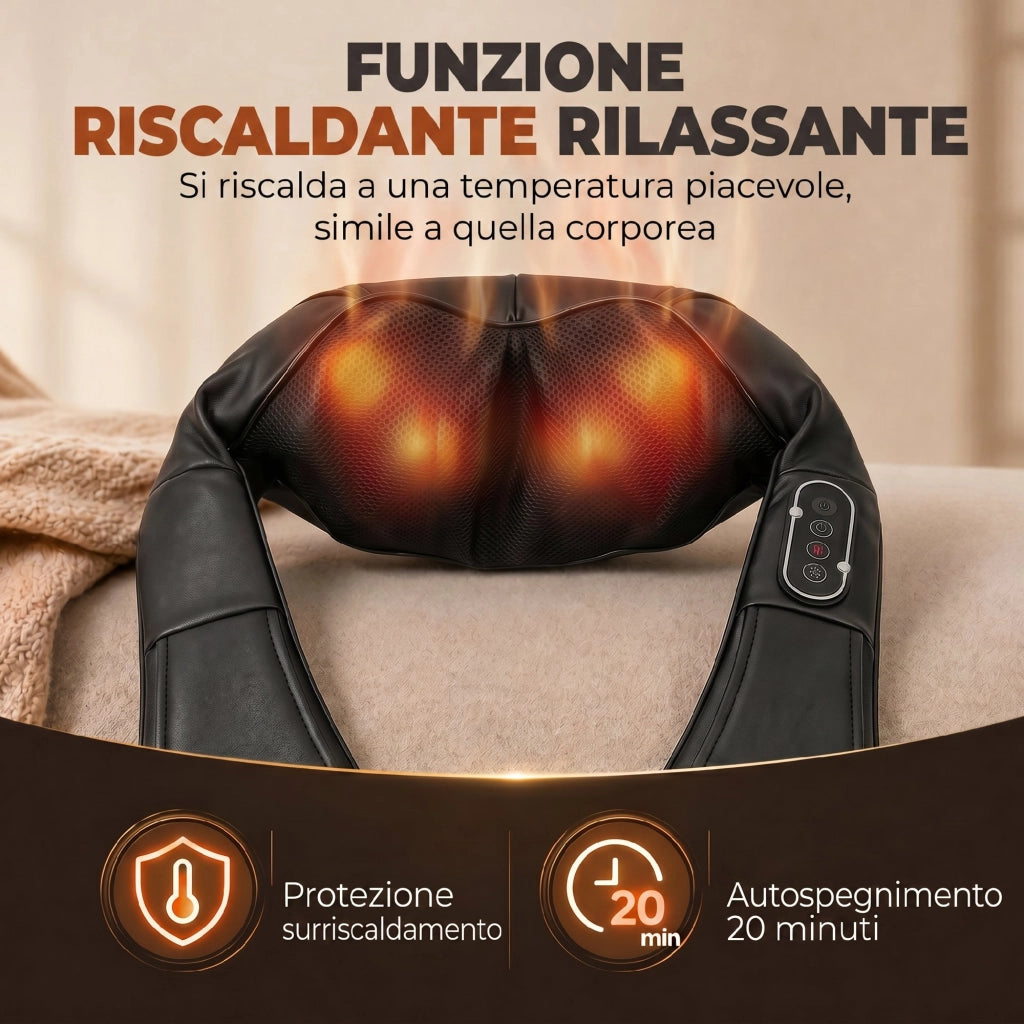 Massaggiatore Cervicale con Riscaldamento per Schiena Collo e Spalle Cambio di Direzione Automatico Nero