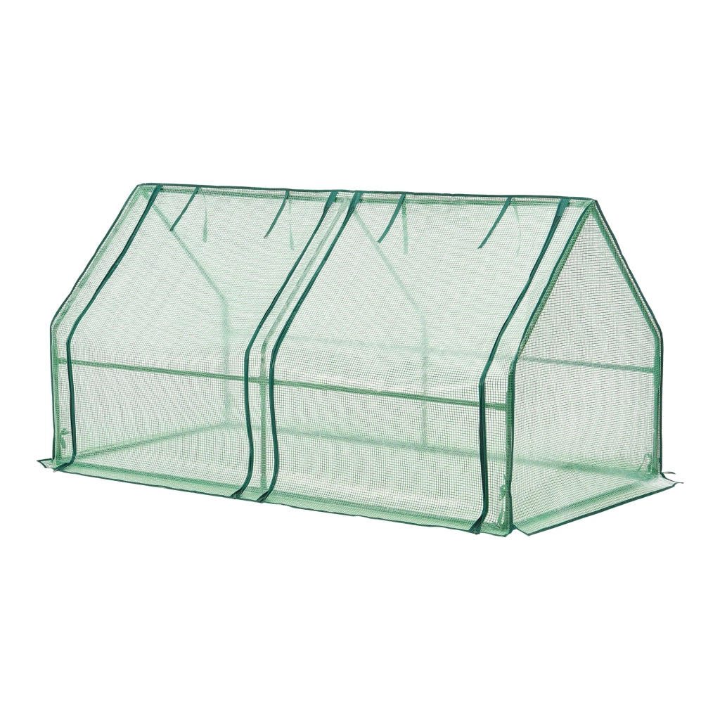 Mini Serra 'Nissewaard' da Balcone/Terrazza (LxPxA) 180 x 90 x 90 cm Copertura Reticolata Verde - Forma di Casetta [en.casa]