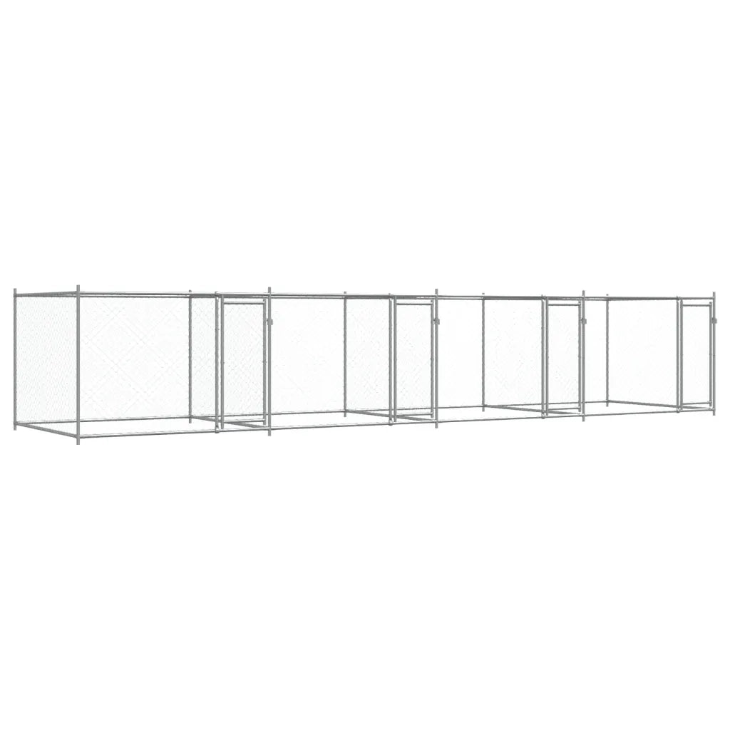 Gabbia per Cani con Porte Grigia 8x2x1,5 m in Acciaio Zincato 3209575