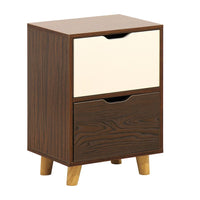 Comodino 2 Cassetti 39x30x55 cm  in Legno Effetto Zebrano