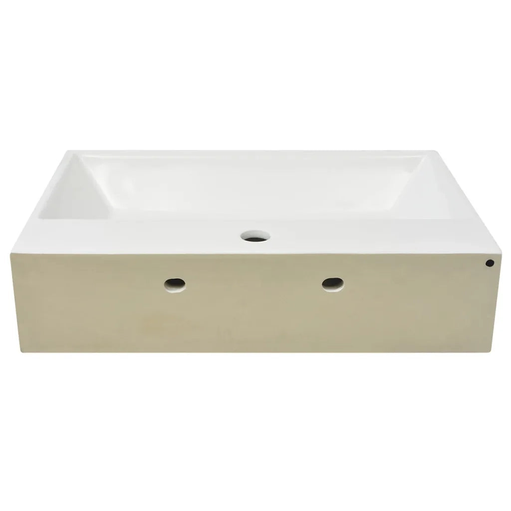 Lavandino con Foro Rubinetto Ceramica Bianca 60,5x42,5x14,5 cm 142347