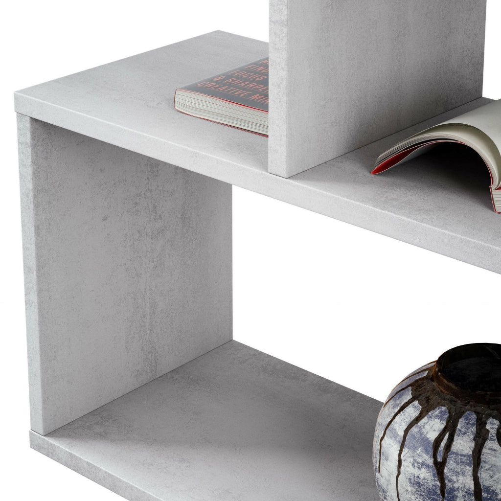 Libreria Ataman, Mobile portalibri alta bifacciale, Scaffale divisorio con 5 ripiani, Scaffale da ufficio moderno, cm 80x25h192, Grigio cemento