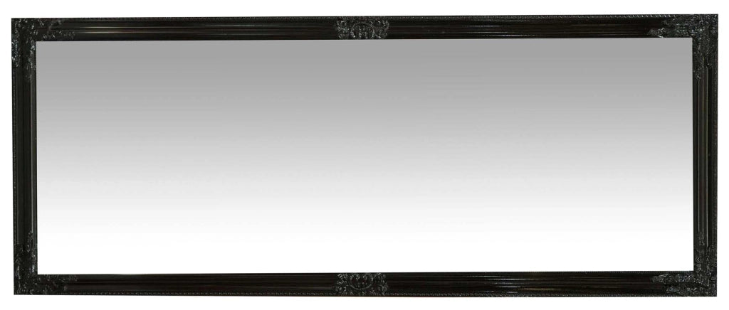 Biscottini Specchio Specchiera da parete e appendere verticale/orizzontale L72xPR4xH180 cm finitura nero lucido.
