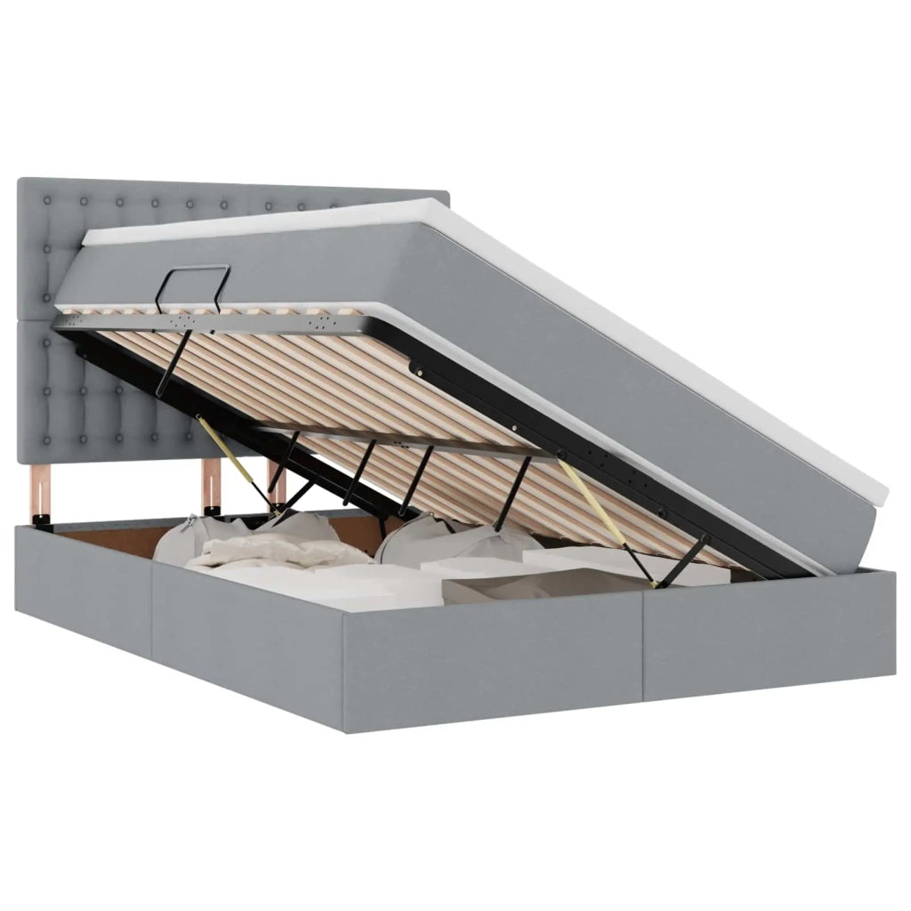 Letto con contenitore e materasso Grigio chiaro 140 x 190 cm