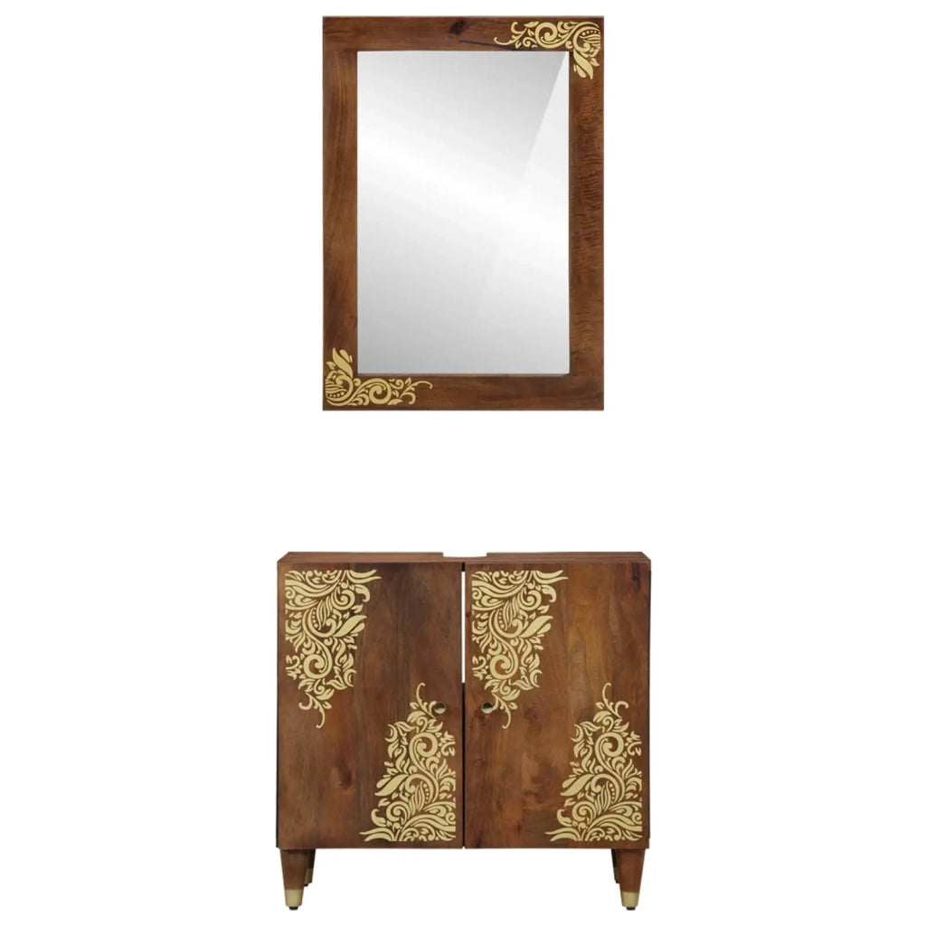 Set di Armadi da Bagno Montaggio a parete 2 pcs Marrone miele 3310147