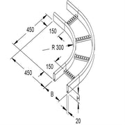 VOC60-300 Bocchetta di ventilazione per interni 90° 300 mm