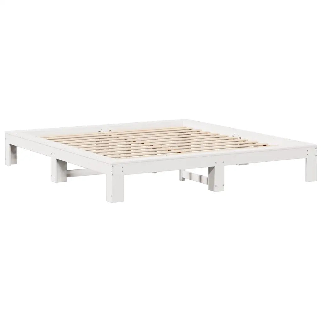 Letto senza Materasso Bianco 160x200 cm Legno Massello di Pino