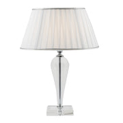 Lampada da Tavolo Cristelle in Vetro Cristallo con Paralume in Tessuto, Attacco E14 IP20, Design Classico - Rossini Illuminazione
