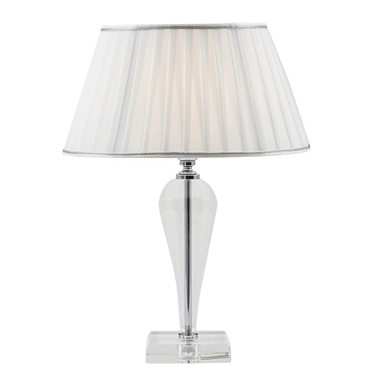Lampada da Tavolo Cristelle in Vetro Cristallo con Paralume in Tessuto, Attacco E14 IP20, Design Classico - Rossini Illuminazione