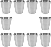 Set di bicchieri in metallo da 10 pezzi - Bicchieri da 100 ml - Stivabile e leggero - Adatto per campeggio e picnic - Sostenibile e riutilizzabile