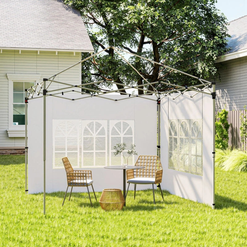Set di 2 pannelli laterali per gazebo 3x3/3x4 m, parete laterale con finestra, impermeabile, bianca