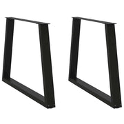 Set di 2 gambe per tavolo a V 100 x 72-73,3 cm con piedini regolabili stile moderno acciaio nero 02_0056869