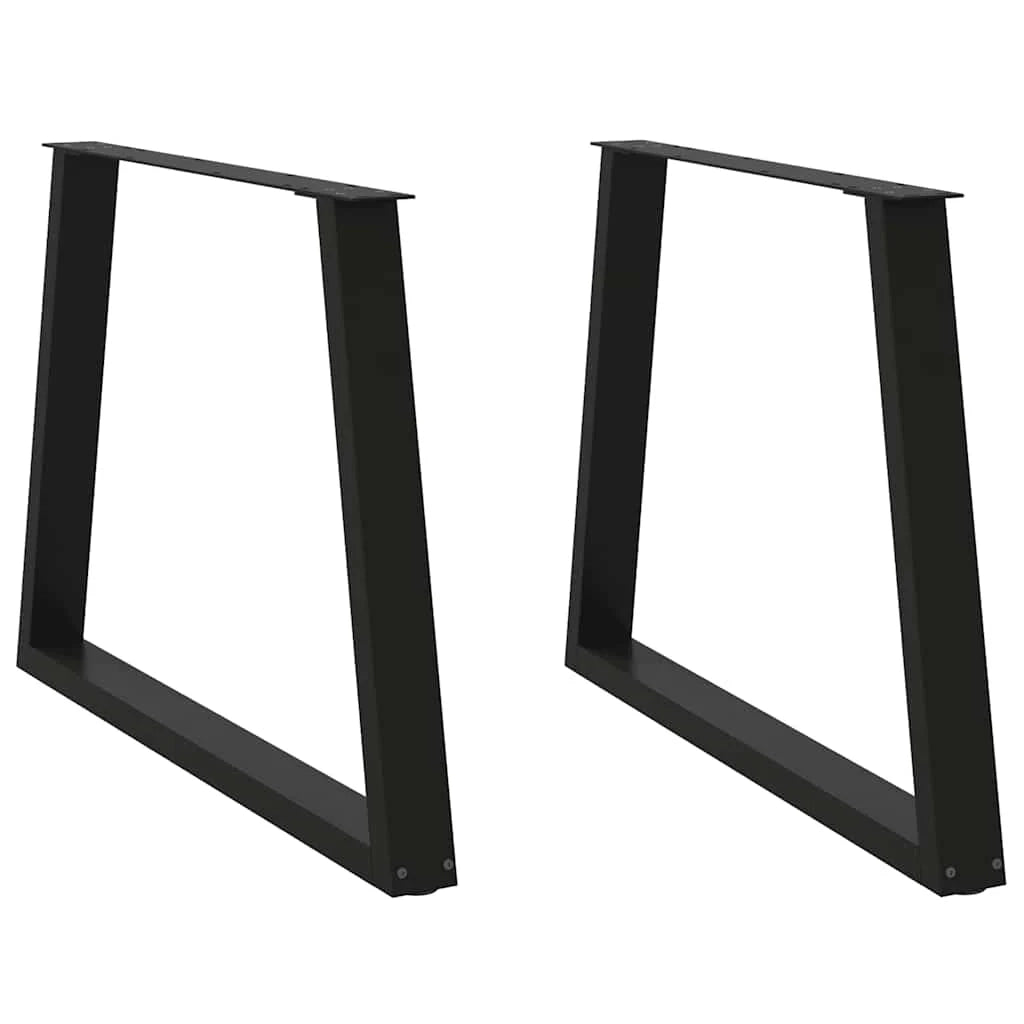 Set di 2 gambe per tavolo a V 100 x 72-73,3 cm con piedini regolabili stile moderno acciaio nero 02_0056869