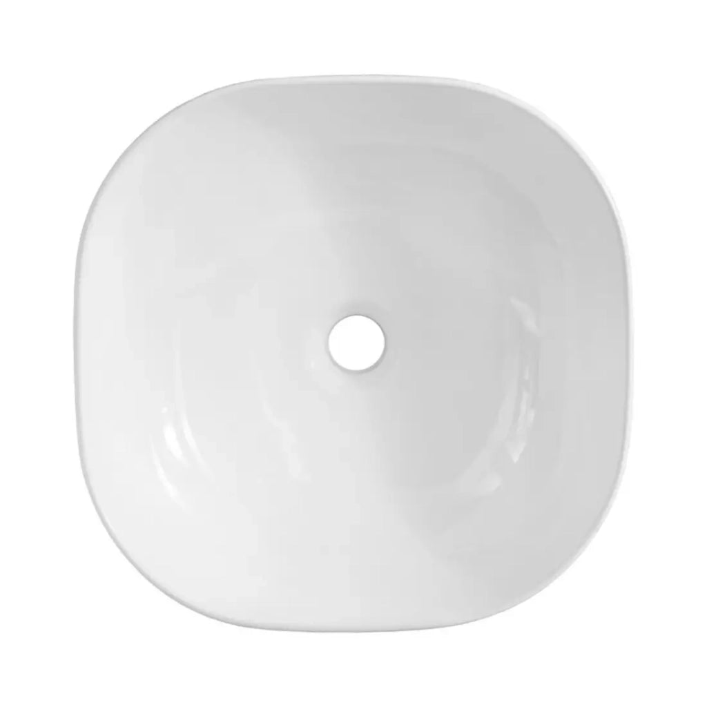 Set ICON bianco: mobili sotto lavabo 140cm con nicchie visibili + piano per lavabo + due lavabi da appoggio bianchi