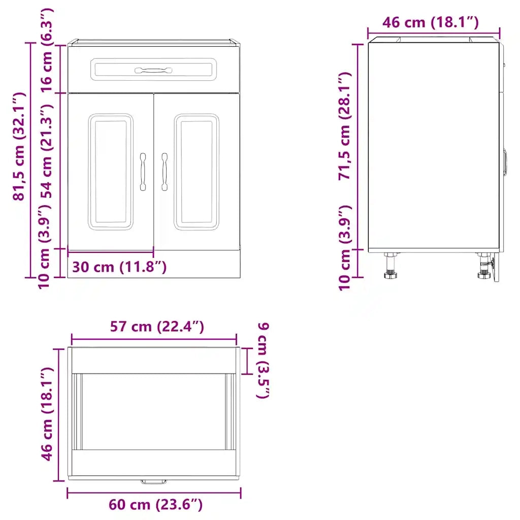 Base da Cucina Kalmar Bianco in Legno Multistrato 853487