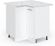 Mobile ad angolo cucina R-Line, Bianco lucido, 75.6 cm, PL Marmo, per la libera combinazione all'interno di sistemi cucina modulari