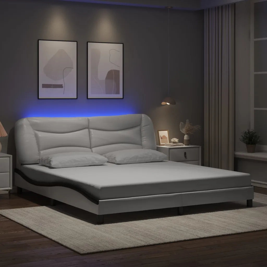 Giroletto con Luce LED Bianco e Nero 180x200 cm in Similpellecod mxl 115462