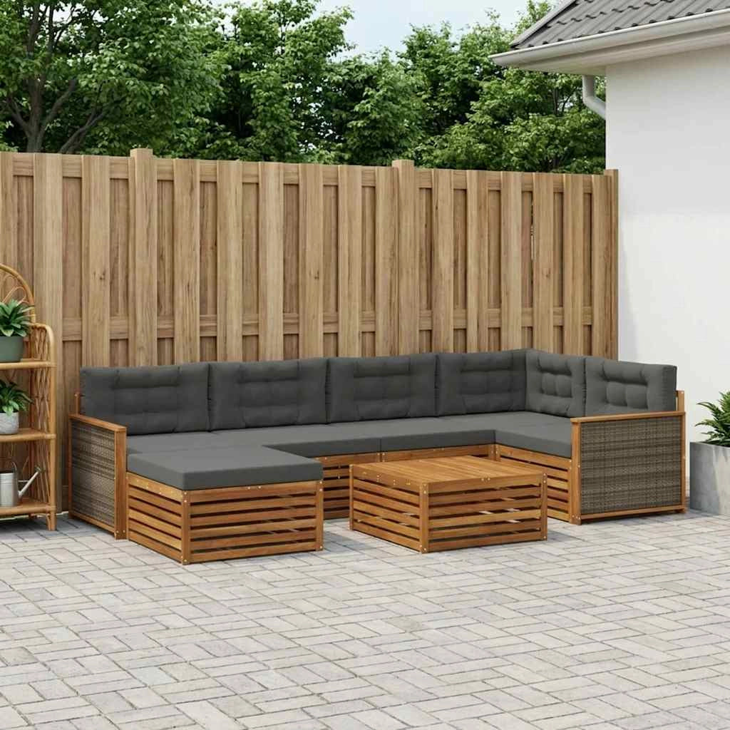 Set di divani da esterno 7 pz Naturale e Antracite 3383590