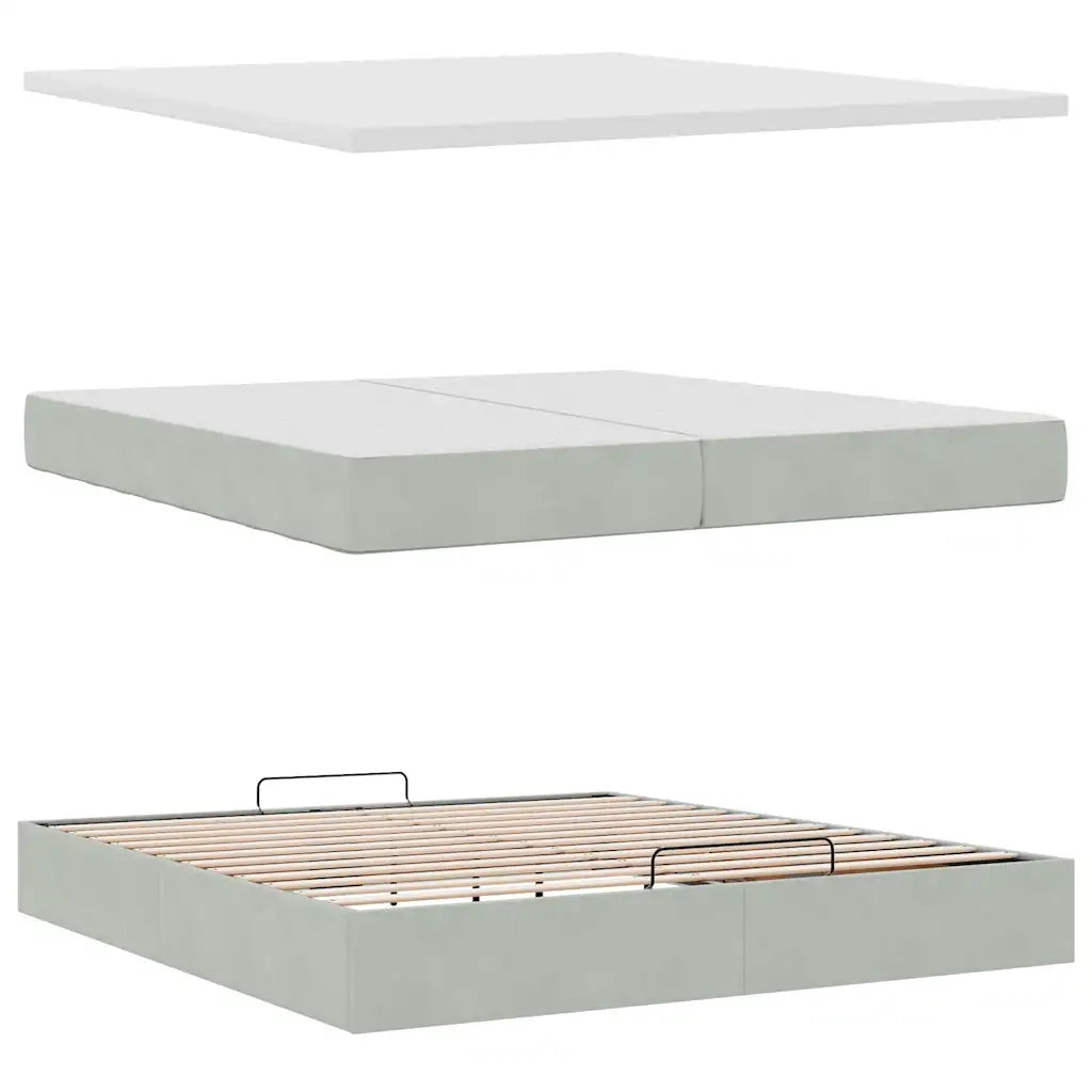 Struttura Letto Pouf con Materasso 200x200 cm in Velluto 3311939