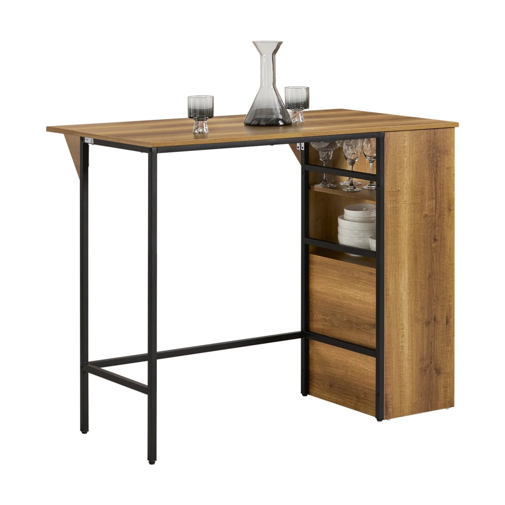 Bancone Bar Tavolo da pranzo con piano di lavoro espandibile Tavolo da balcone in design industriale 120x(45+18) x95 cm FWT98-PF SoBuy
