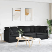 Divano Modulare con Cuscini in Tessuto Nero 3321269