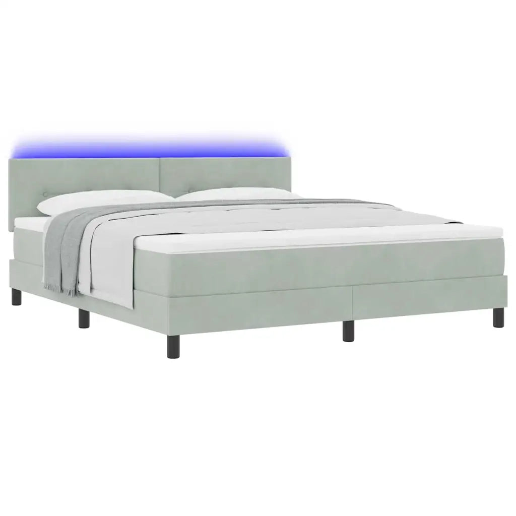 Letto a Sorgente LED con led Grigio chiaro 180 x 200 cm Velluto 3342668