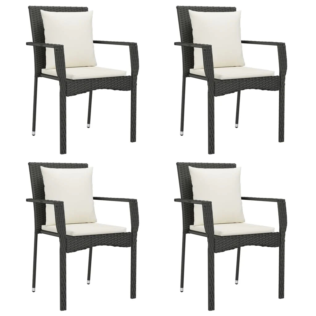 Set da pranzo da giardino in vimini di resina nera da 5 pezzi e cuscini 02_0014871