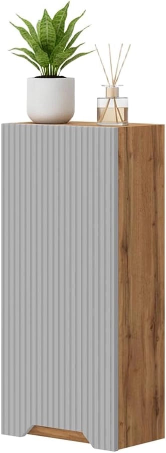 mobile bagno Lotta, Rovere/grigio a righe, 20 x 72.6 cm
