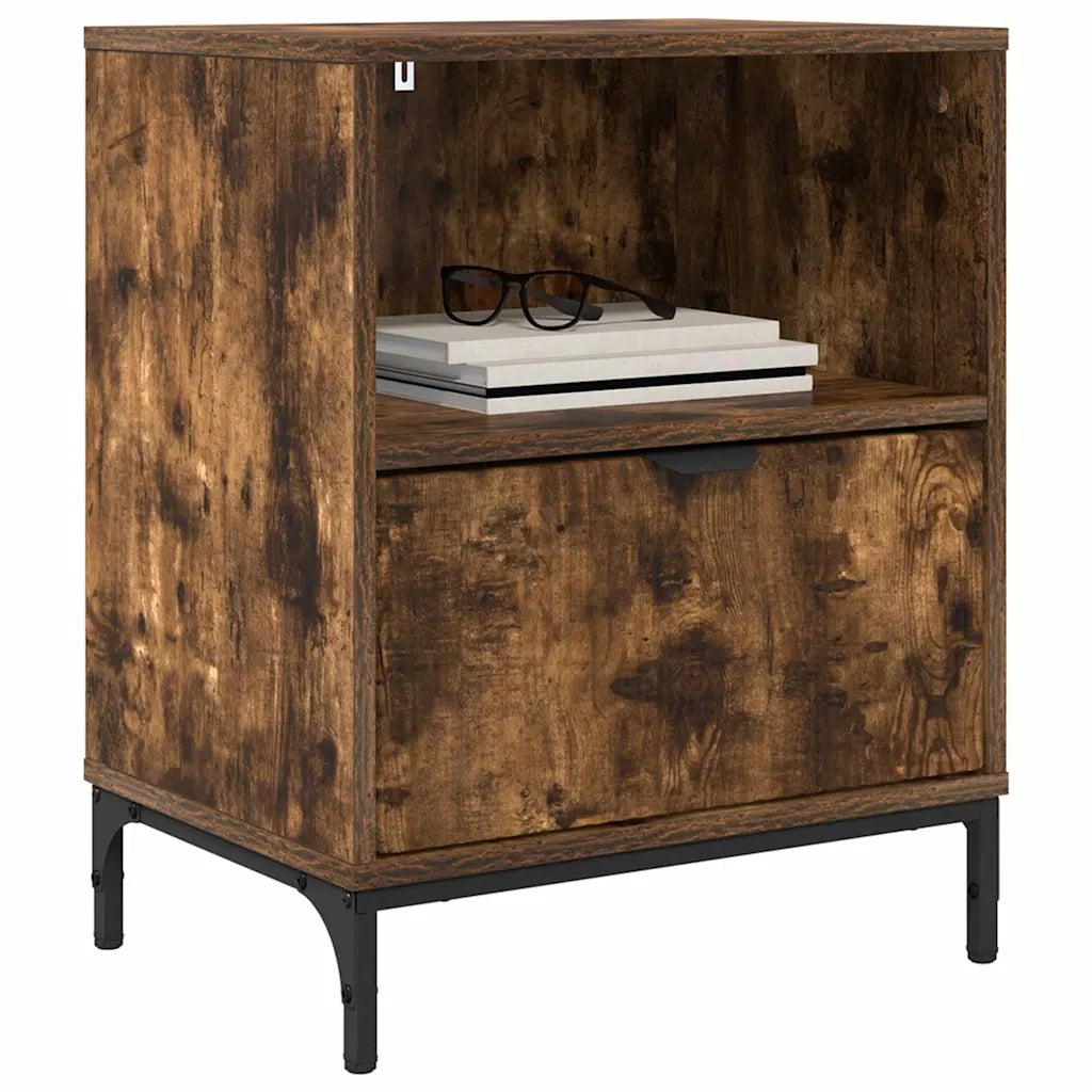Comodini 2 pz-Set di 2 Tavolino da notte Rovere fumo 49 x 36 x 61 cm Legno multistrato