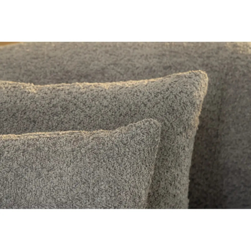 Divano destro SOREN grigio scuro – Divano di design in tessuto bouclé con forma arrotondata