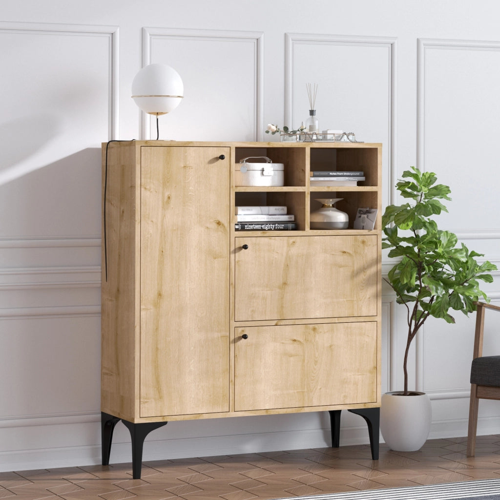 Credenza in legno "Ewa" - 100 x 35 x 125 cm - Rovere Zaffiro