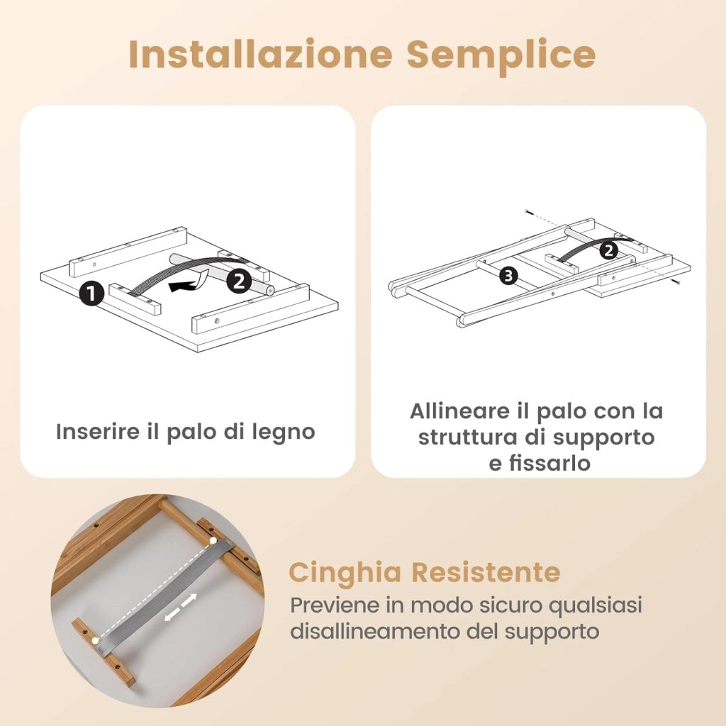 Set di 2 Tavolini Pieghevoli Laterale, Tavolino Portatile da Salotto Salvaspazio, Tavolo Laterale in Bambù, per Soggiorno Patio Terazza, Portata 20 kg, Senza Montare