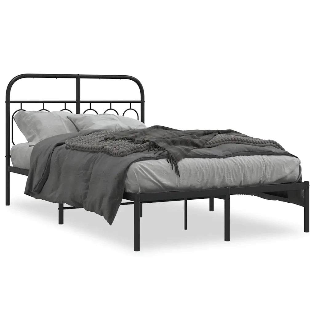 Giroletto con Testiera-Struttura Letto con testiera in Metallo Nero 120x200 cm 543298