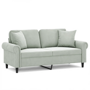 Divano | Divano da soggiorno | Sofa a 2 Posti con Cuscini Grigio Chiaro 140 cm in Velluto