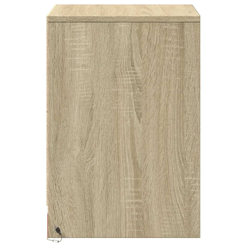 Set di 2 Comodini | Armadio da Notte | Mobiletto da notte con Luci LED Rovere Sonoma in Legno Multistrato