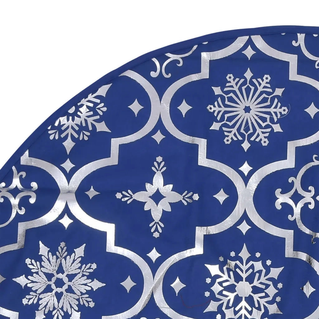Gonna Albero Natale Raffinata con Calza Blu Tessuto 122 cm 330279