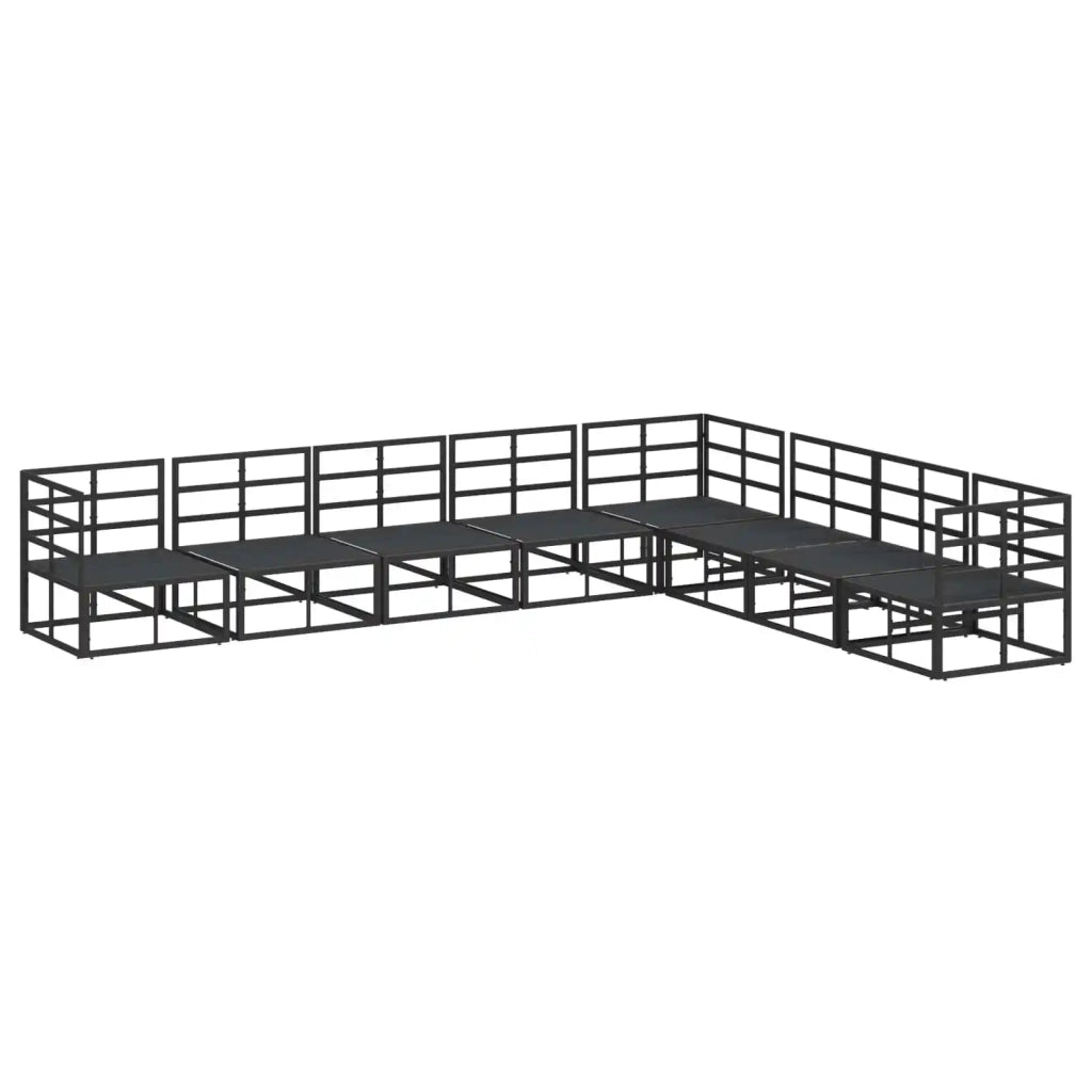 Set Divano da Giardino con cuscino 8 pcs Nero Alluminio 3378874