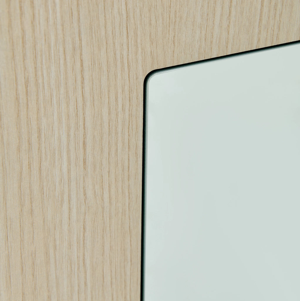 Set ingresso con specchio e panca; salvaspazio; in MDF; naturale